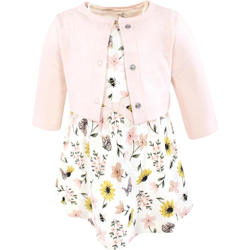 Touched by Nature Organic Cotton Pink Cardigan and Floral Dress Set 3-6M 63757